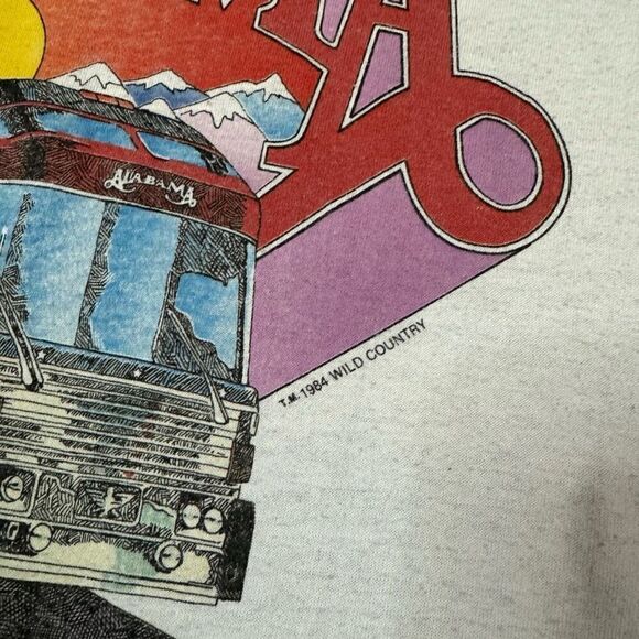 Vintage 1984 Alabama Roll On Tour Graphic Raglan Band Tee Gray Red Retro Country - Picture 3 of 7